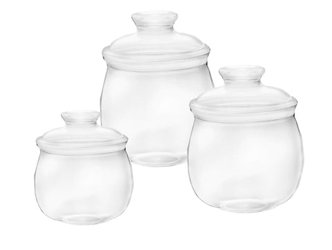 FixtureDisplays® Case of 16 Acrylic Candy Jars (40 Oz/SM) with Removable Round Knob Lids 100879