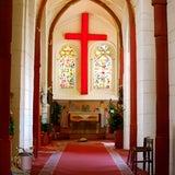 FixtureDisplays® 27.9x2x60" Red Plexiglass LED Lighted Cross - Sign-Church Decor 10167