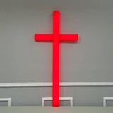 FixtureDisplays® 27.9x2x60" Red Plexiglass LED Lighted Cross - Sign-Church Decor 10167