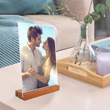 5x7" Acrylic Sign Holder Slant/Vertical Design Wood Base Tabletop Picture Frame 10174-5x7 L