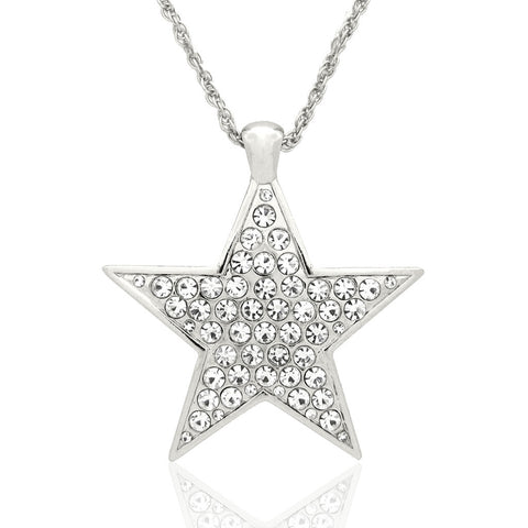 N878 S Forever Silver Swarovski Cluster Crystal Star Pendant