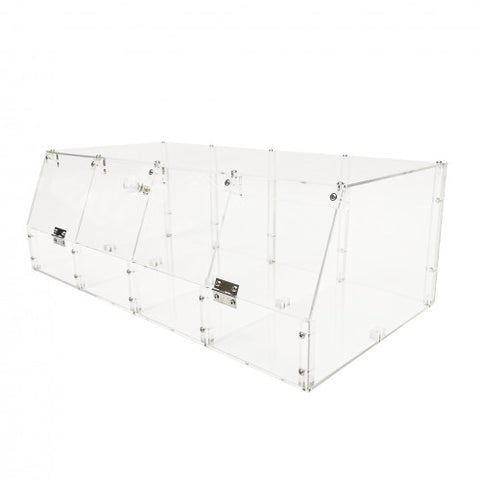 24 X 12 X 8" Acrylic Candy Bin Plaxiglass Organizer 4 Compartments Display Bin for Candy, Cereal, Chocolate Coffee Beans, Stackable Assembly Video Provided 10207