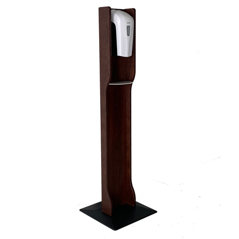 Mallet Gel Hand Sanitizer Dispenser on Elegant Wooden Floor Stand Drip Catcher