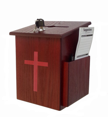 Wood Church Collection Tithing Donation Fundraising Prayer Box Red Cross