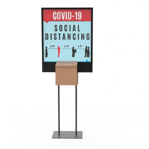 Poster Stand Social Distane Donation Charity Fundraising Box Collection Tithing
