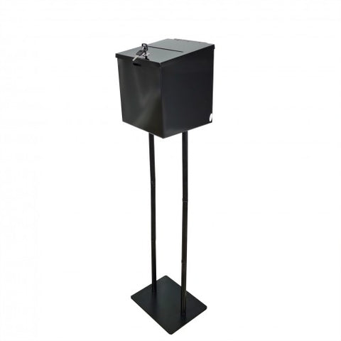Black Metal Ballot Box Donation Box Suggestion Box With Black Stand