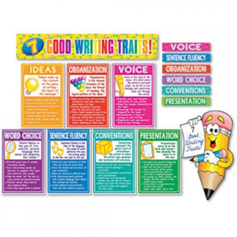 Scholastic 7 Good Writing Traits Bulletin Board Set, 12 x 18, 1 set 1119247