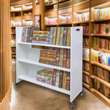 30 X 13 X 40.5" 3Tier White Metal Book Cart Rooling Book Truck Library Book Cart 11241-3 TIER  Do NOT MIX