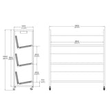30 X 13 X 40.5" 3Tier White Metal Book Cart Rooling Book Truck Library Book Cart 11241-3 TIER  Do NOT MIX