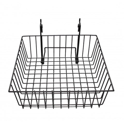 12 x 12 Metal Gridwall Basket w/ Hooks   Black 119073