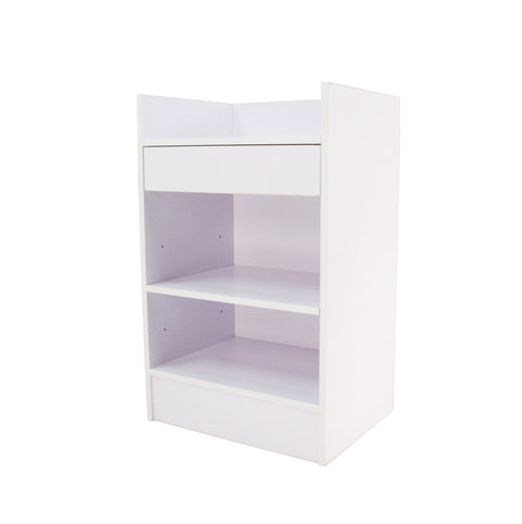 White cash counter 19 inch cash wrap checkout frame shelf retail store display