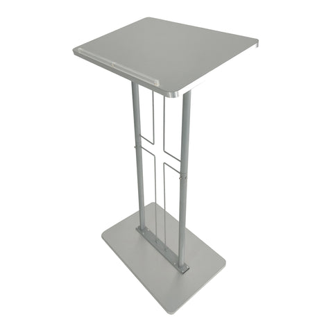 Podium for Floor, Cross Design, Steel & MDF Silver 119759
