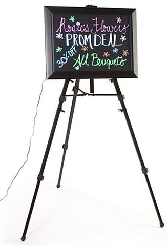 18 x 25 Illuminated Wet Erase Board with Easel & Set of 8 Markers Black