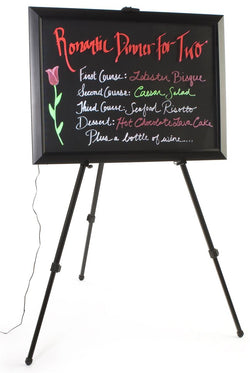 35 x 25 Illuminated Wet Erase Board with Easel & Set of 6 Markers Black