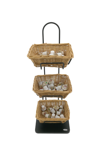 FixtureDisplays? Mini 3 Tier Wicker Basket Organizer, Basket Rack to Tidy Your rooms, Tables, Helping Children Liking for Organizing 119999
