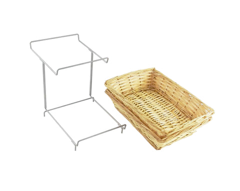 Tiered Wire Rack w/ 2 Woven Baskets Brown 120023