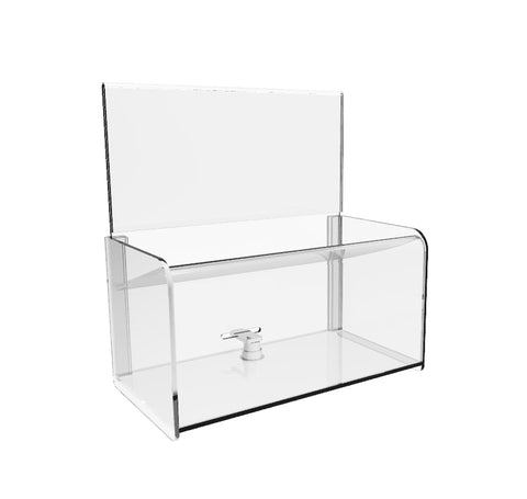 Clear Acrylic Plexiglass Donation Box with Easy Drop Funnel 12178