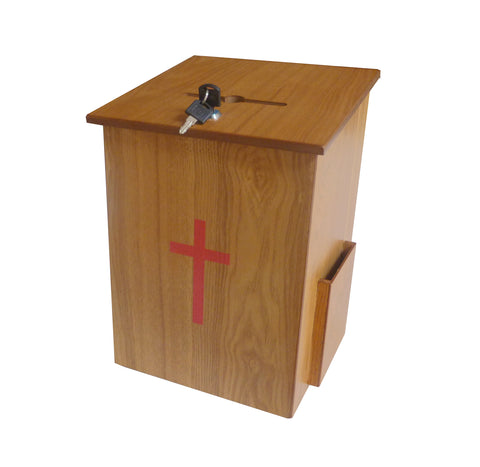 Donation Box, Tithing Box, Church Offering Box, Prayer Box with Red Cross 15138