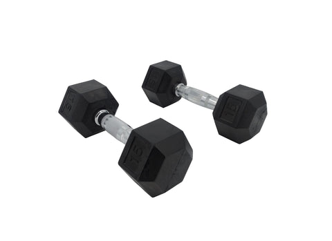 15 LB Dumbbell One Pair of Two 15 lbs Dumb bells Hex End Rubber Coated Weight