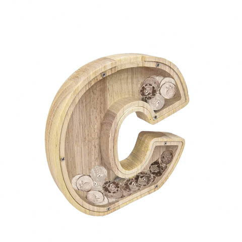 Personalized Wood Piggy Bank 7 Tall Kids Saving Gift Letter Alphabet Initial 15553-C