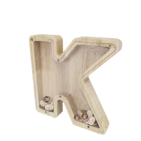 Personalized Wood Piggy Bank 7 Tall Kids Saving Gift Letter Alphabet Initial 15553-K