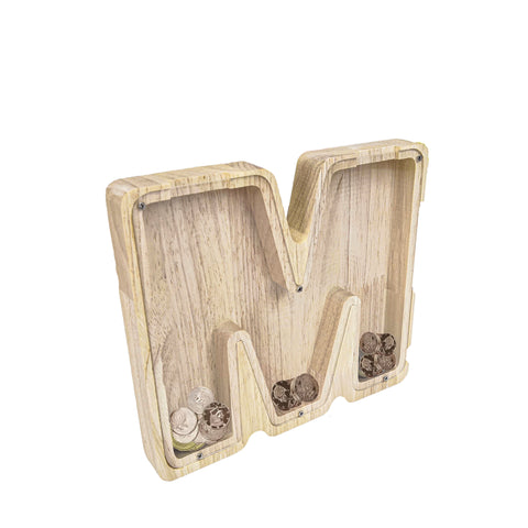 Personalized Wood Piggy Bank 7 Tall Kids Saving Gift Letter Alphabet Initial 15553-M