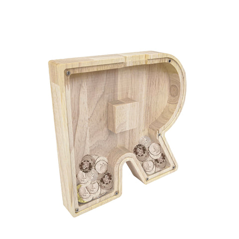 Personalized Wood Piggy Bank 7 Tall Kids Saving Gift Letter Alphabet Initial 15553-R