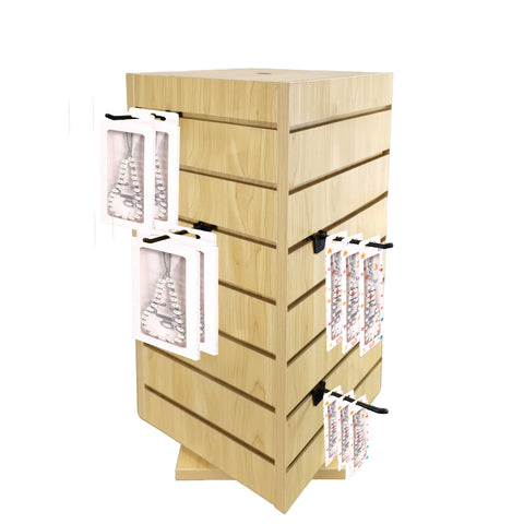 12x12x24 Slatwall Spinner Display Rack Rotating Countertop Stand Maple Finish 15591-MAPLE