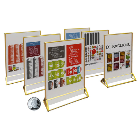 Acrylic Sign Holders Screened Gold Border Portrait Vertical 5X7" Picture Frame 15764-6PK