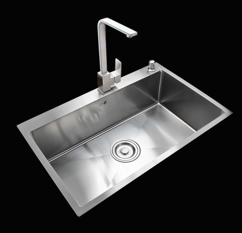 Rectangular Stainless Steel Kitchen Undermount Sink With Faucet Single Bowl