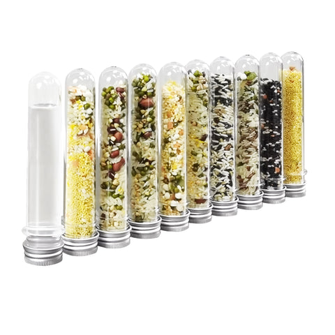 10 PCS 50ml Clear Plastic Round-bottom Test Tubes with Screw Caps for Bath Salt Candy Storage ,Scientific Experiments,0.97 X 6.3" Test Tubes 15895-10PK-50ML