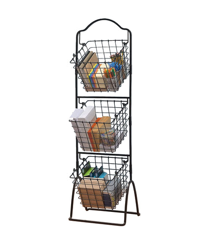 3 Tier Metal Basket Market Basket Display Wire Basket Stand Produce Rack Shoe Rack Organizer