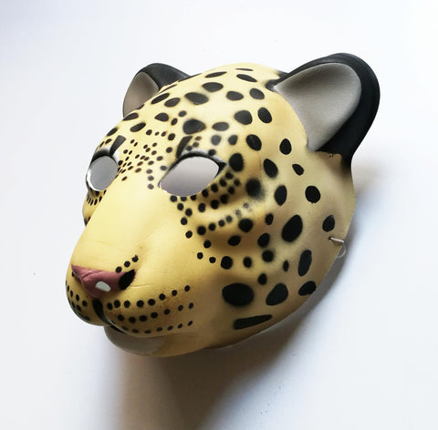 Used Cheetah PVC Mask Costume Accessory Child KidsAdult Jungle Animal Holloween