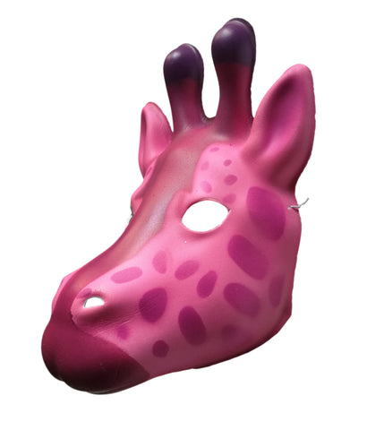 Used Pink Giraffe PVC Mask Costume Accessory Child KidsAdult Animal Holloween