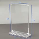 FixtureDisplays® 4X6" Clear Acrylic Picture Frame Magnetic Sign Holder Menu Holder 4.9 X 7.3 X 2" 19034