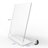 FixtureDisplays® 1PK 5.5 x 8.5" Clear Acrylic Sign Holder with Slant Back Design Portrait, Vertical Picture Frame 19780-5.5X8.5-CLEAR