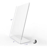 FixtureDisplays® 6PK 8 x 10" Clear Acrylic Sign Holder with Slant Back Design Portrait, Vertical Picture Frame 19780-8X10-CLEAR-6PK