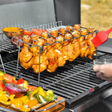 Chicken Leg Grill Smoke Rack with Tray 14 Slots Drumstick Holder Folding 21902