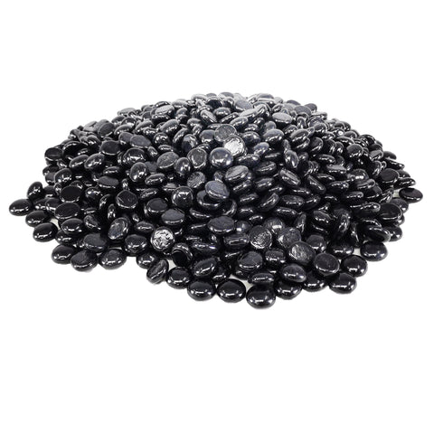 10 lbs Round Fire Glass Propane Fire Pit Fireplace Glass Rocks Shinny BLack 21915