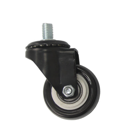 2" M10x15mm Pitch 1.50mm Threaded Stem PU Wheel 360 Rotation Swivel Caster Black 400700 4PK