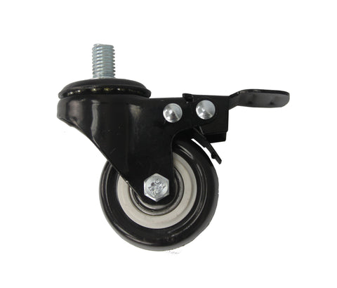 2" M10x15mm Pitch 1.50mm Threaded Stem PU Wheel Chair Castor Replacement Caster Black