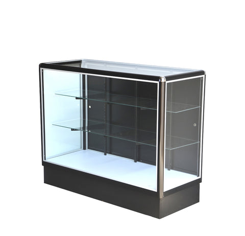 Black aluminum showcase full vision 60 inch frame shelf retail store display