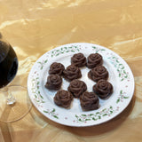 10-PIECE 2OZ CHOCOLATE GOURMET HOMEMADE SNACK WITH NUTS SMALL ROSE SHAPE CHOCOLATE-SMALLROSE