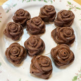 10-PIECE 2OZ CHOCOLATE GOURMET HOMEMADE SNACK WITH NUTS SMALL ROSE SHAPE CHOCOLATE-SMALLROSE