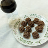 10-PIECE 2OZ CHOCOLATE GOURMET HOMEMADE SNACK WITH NUTS SMALL ROSE SHAPE CHOCOLATE-SMALLROSE
