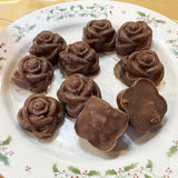 10-PIECE 2OZ CHOCOLATE GOURMET HOMEMADE SNACK WITH NUTS SMALL ROSE SHAPE CHOCOLATE-SMALLROSE