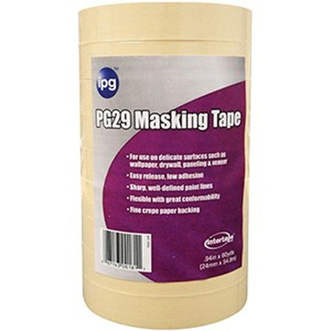 IPG PG29 1 x 60yd Premium Grade Low Tack Masking Tape Bulk-36PK