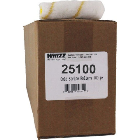 Whizz 25100 4 Gold Stripe Premium Polyamide Fabric 1/2 Nap Mini Roller Bulk 100Pk