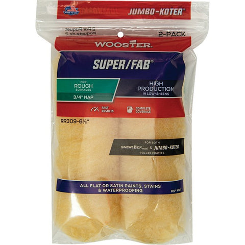 Wooster RR309 6-1/2 x 3/4 Nap Super/Fab Jumbo-Koter Mini Roller Cover (2pk)