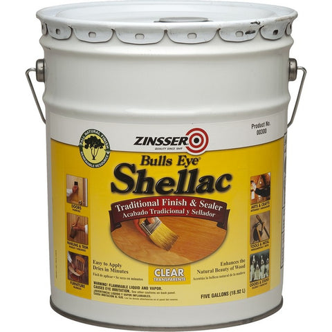 Zinsser 00300 5gal 3Lb Cut Bullseye Clear Shellac-1PK